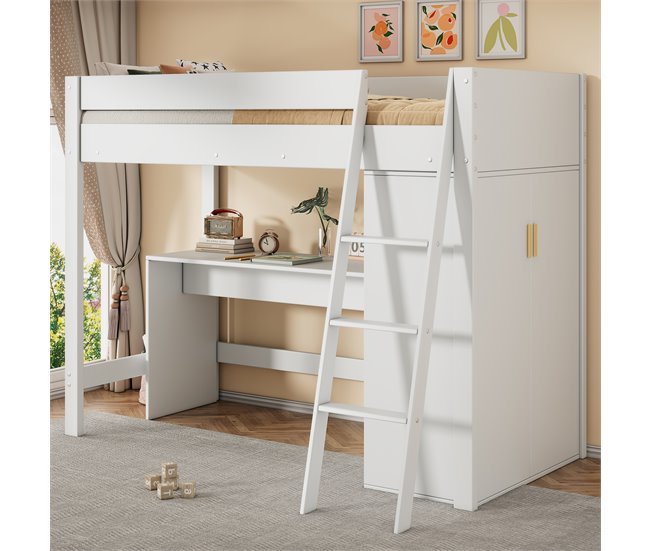 Cama alta para niños Blanco