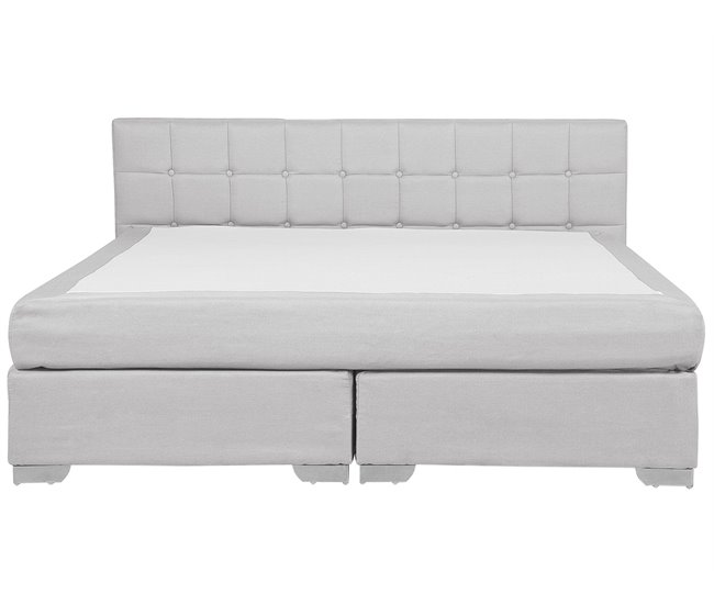 Beliani Cama continental Poliéster ADMIRAL 190x210 Gris Claro
