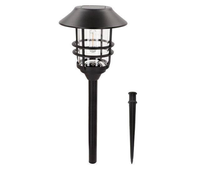 Aktive Set de 2 balizas LED solares luz cálida 6 lúmenes IP44 Negro
