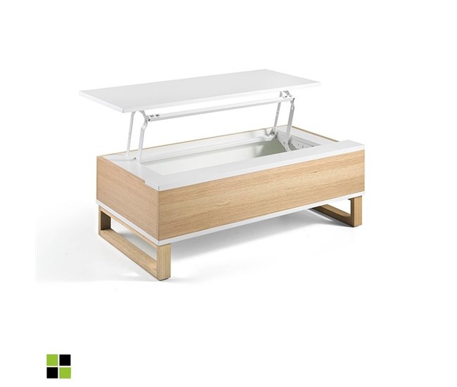 Mesa de Centro Rectangular - Modelo ROYAL Natural/ Blanco
