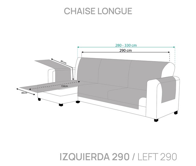 Vipalia Protector Cubre Sofá Chaise Longue Liso Modelo Chenilla Vison