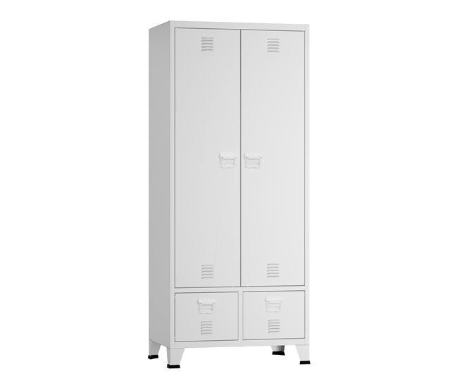 Armario Ropero Hankasalmi (2 puertas 1 perchero 4 compartimento 90 Blanco
