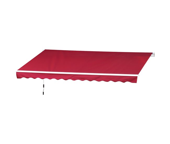 Toldo Manual Plegable Poliéster, Metal Outsunny 395x245 Rojo