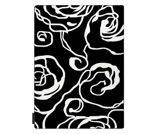 Alfombra HAMPTON rosa flores 120x170 Negro