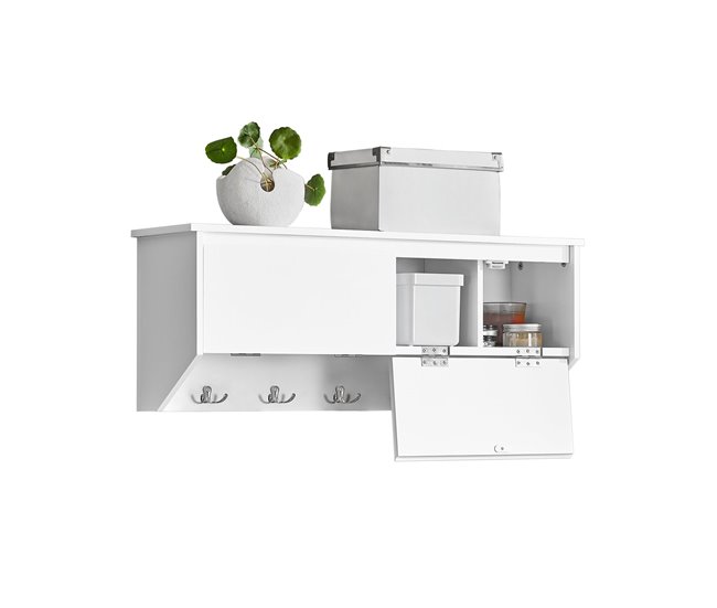 Perchero de pared con 2 Puertas y 5 Ganchos FHK24-W SoBuy Blanco