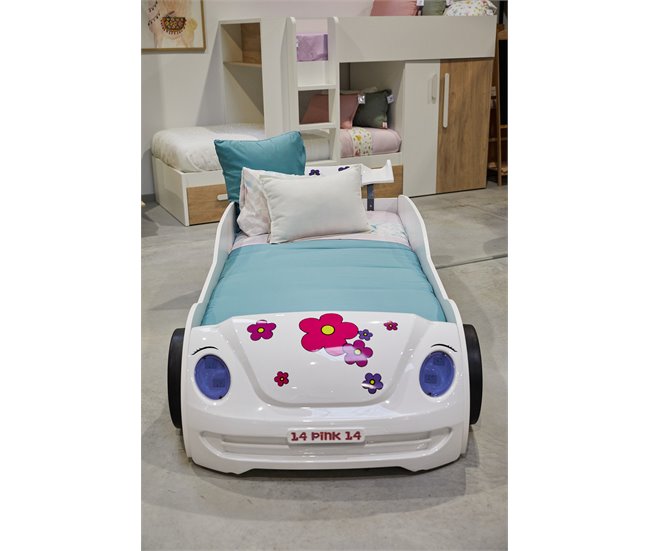 Cama coche 90X190 HAWAI con Led´s en frente Blanco