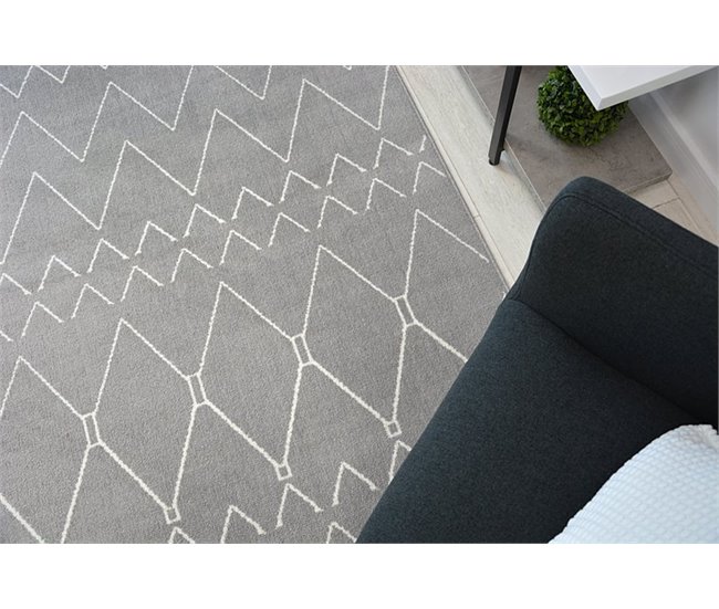 Alfombra SENSE MICRO 81249 Zigzag Etno 80x150 Gris Oscuro