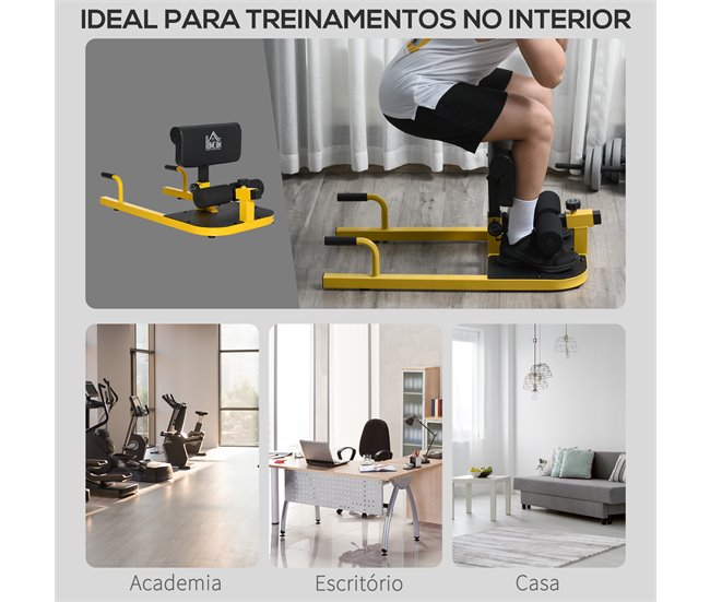 3-en-1 Profundo Sissy Squat Acero y EVA HOMCOM Amarillo