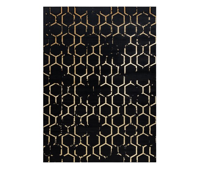 Alfombra GLOSS moderno 407C 86 elegante glamour art deco 120x170 Negro
