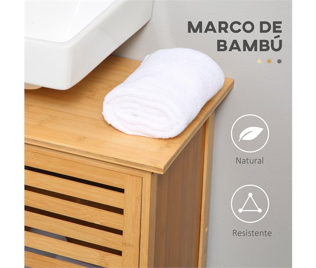 Armario de Baño Bambú kleankin, hogar - baño Marron