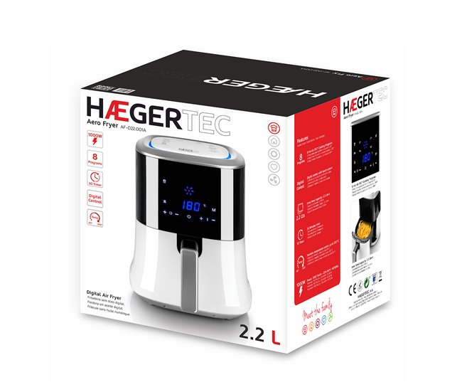 Freidora sin aceite digital HAEGER Aero Fryer - 2.2L Blanco