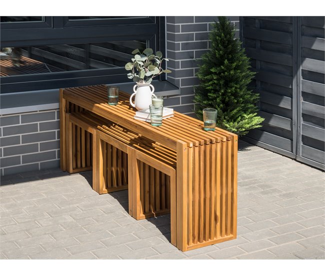 Beliani Mesa de jardín BELLANO 35x150 Madera Clara