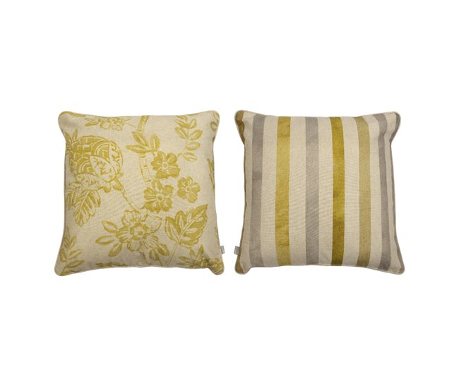 2 Fundas de cojín decorativo 85% algodón 15% lino BARCELONA Amarillo