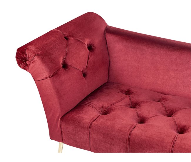 Beliani Chaise longue Terciopelo NANTILLY Rojo