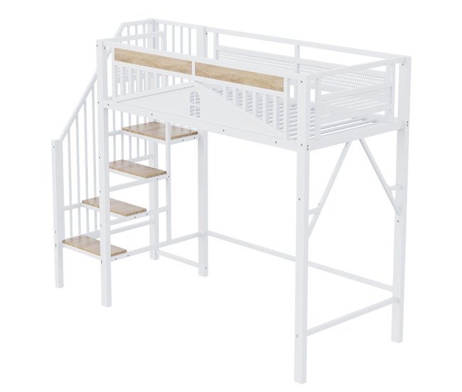 Cama alta para niños 95x255 Blanco