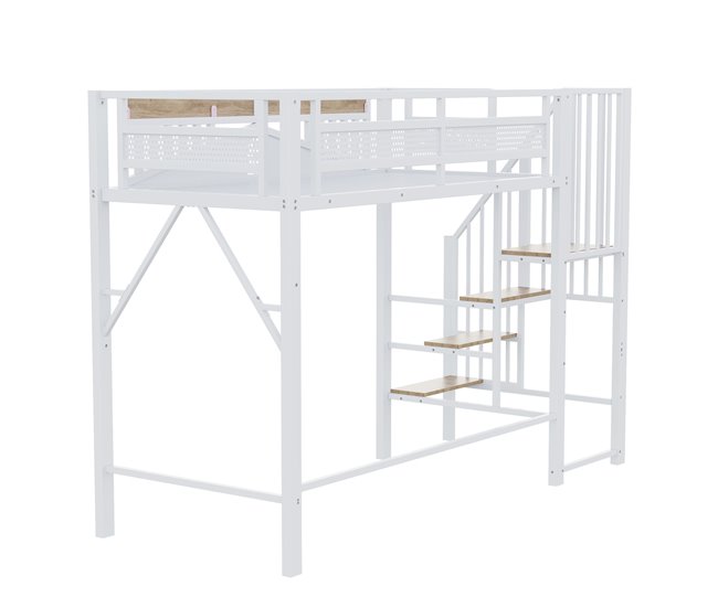 Cama alta para niños 95x255 Blanco