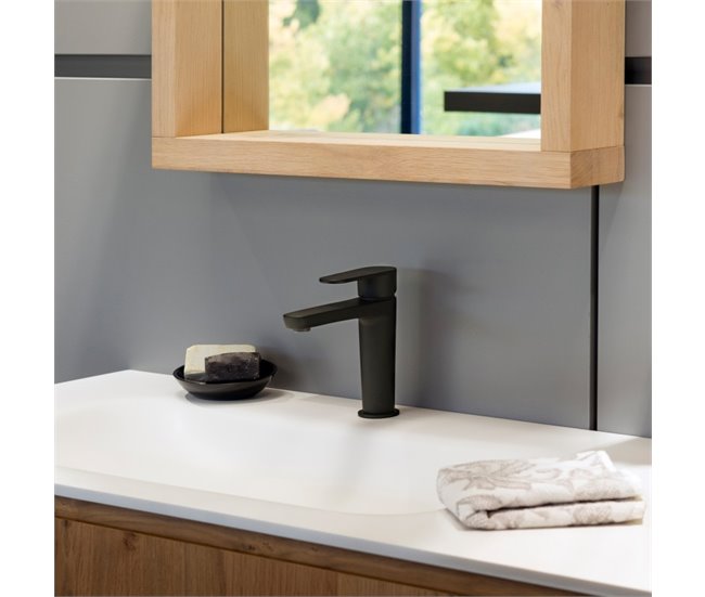 Grifo de Lavabo Monomando con Sistema S2 de Ahorro de Agua Negro