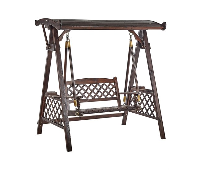 Beliani Columpio SENARICA Madera Oscura