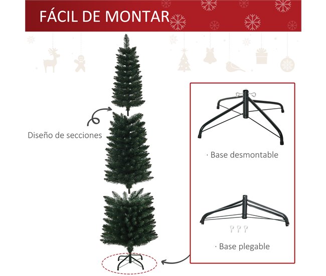 Árbol de Navidad PVC, Metal HOMCOM, hogar - decoración hogareña Verde