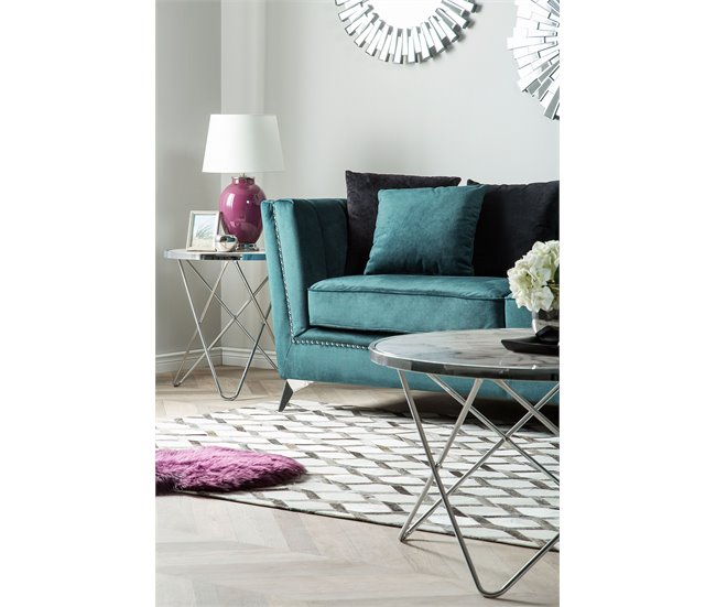 Beliani Sofá de 2 plazas Terciopelo GAULA Azul/ Verde