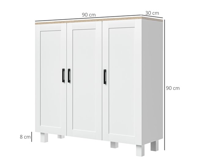 Aparador de Cocina Melamina de Madera HOMCOM 90 Blanco