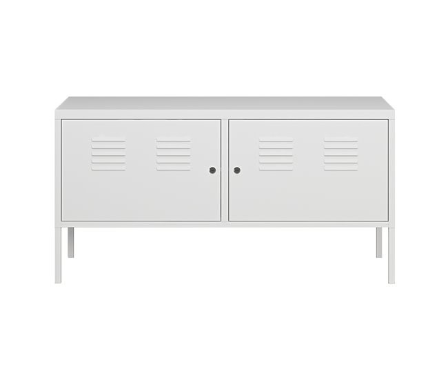 Mueble de salón Pyhtää con 2 puertas acero 118 Blanco