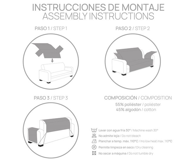 Vipalia Protector Cubre Sofá Sillón Liso Modelo Brisa Gris Oscuro