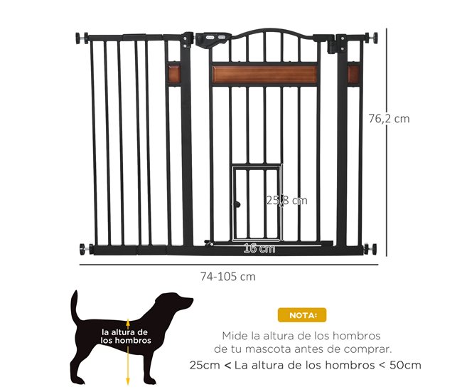 Barrera de Seguridad de Perros Acero y Plástico PawHut Negro