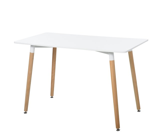 Mesa de Comedor Metal, Tablero de MDF de Grado E1, Madera de Haya 120x60 Blanco