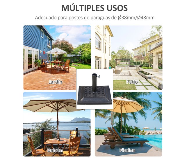 Base de Sombrilla Resina Outsunny 44x44 Multicolor