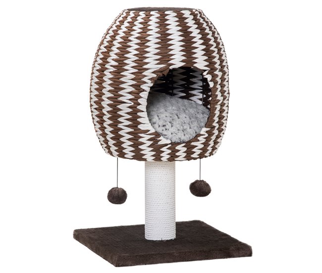 Árbol para Gatos Aglomerado de Madera, Papel, Franela de Algodón Marron