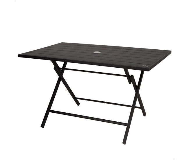 Aktive Mesa plegable de jardín de acero 4 personas Negro