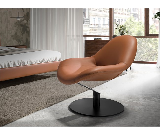 Sillón giratorio tapizado en polipiel y acero Marron