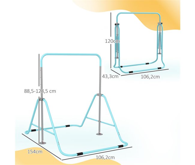 Barra de Gimnasia Acero HOMCOM, deportes y ocio - musculación Rosa