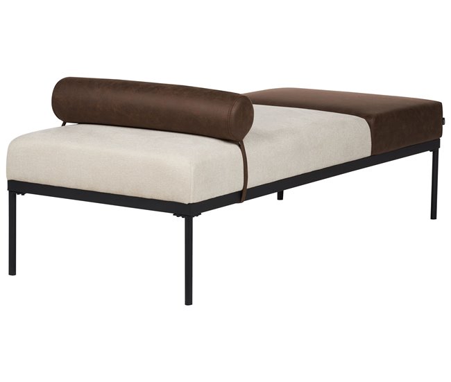 Beliani Chaise longue Piel sintética, Lino sintético MALMOS Beige