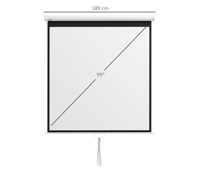 Pantalla de Proyector Plástico, Metal HOMCOM Blanco