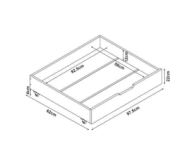 Set de 2 cajones debajo de la cama Ydre con ruedas 