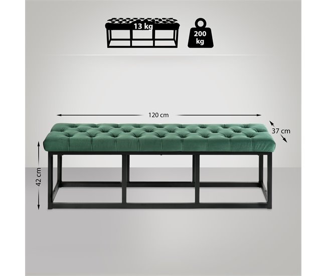 Banco banqueta pie de cama asito diseño 120x37 Verde