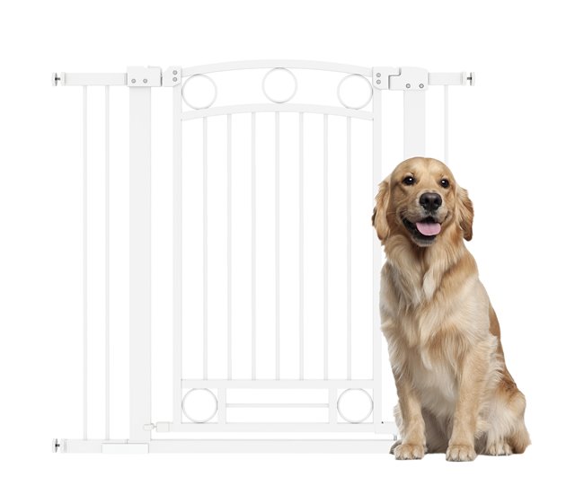 Barrera para Perros PA, Acero PawHut Blanco