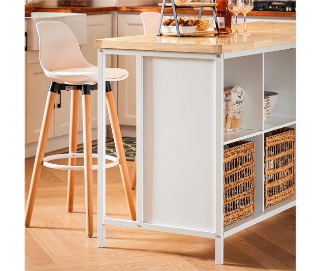 Aparador de Almacenamiento KNL09-WN SoBuy ES Blanco/ Madera