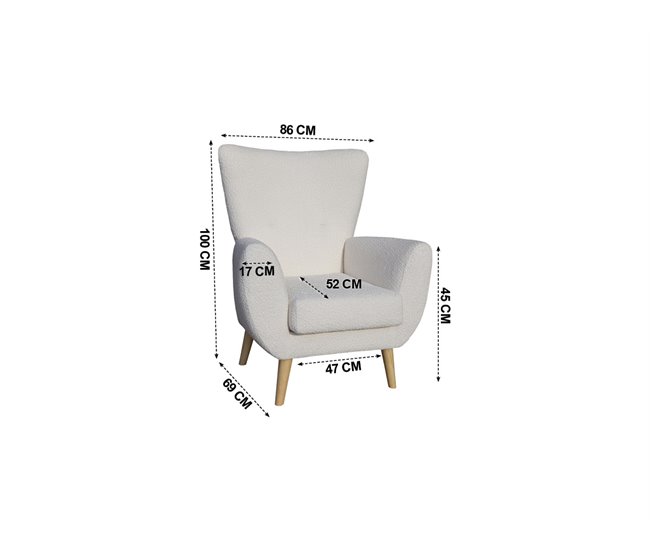 Sillón decorativo color blanco BOB Blanco