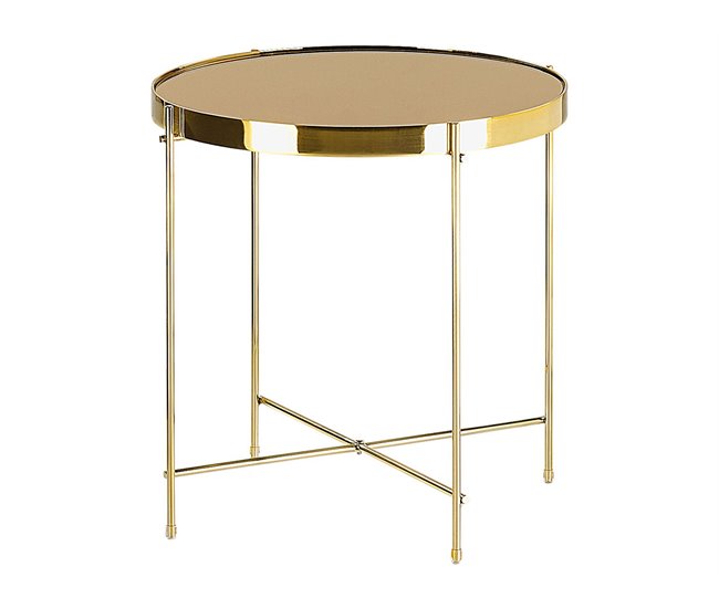 Beliani Mesa auxiliar LUCEA 40x40 Dorado