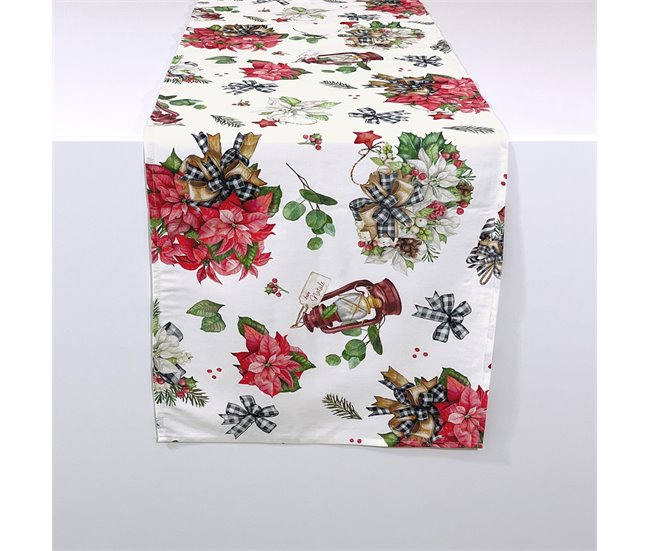 CAMINO DE MESA DE NAVIDAD RIBBON Blanco