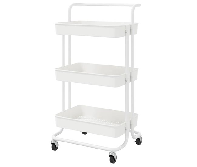 Acomoda Textil – Carrito de Cocina Multiusos de 3 Niveles. 42 Blanco