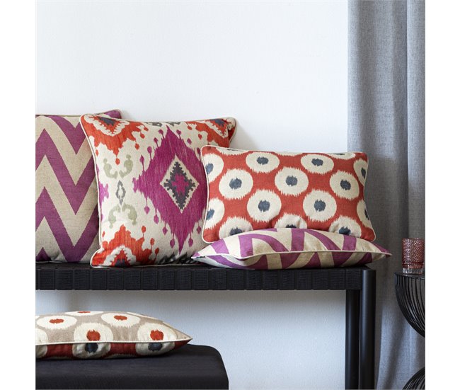 2 Fundas de cojín decorativo 85% algodón 15% lino MEENA Fucsia