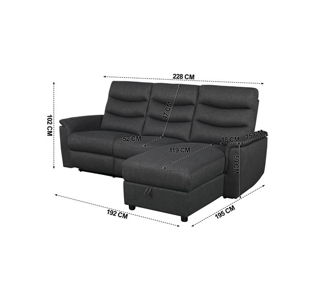 Chaise loungue relax FAMILY eléctrico Antracita