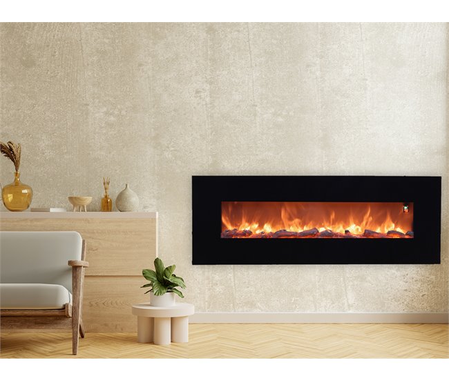Chimenea eléctrica mural SINED CAMINETTO APRICA negra Negro