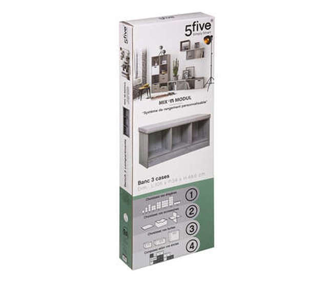Banco de madera 3 compartimentos conglomerado 105x34 Gris