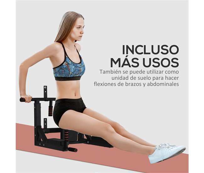 Barra de Dominadas Acero HOMCOM, deportes y ocio - musculación Negro