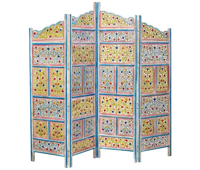 Biombo de madera artesanal Multicolor